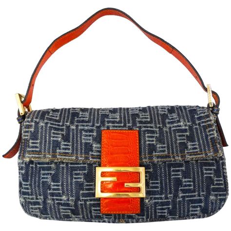 fendi black vintage bagette|fendi denim bag vintage.